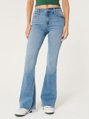 Hollister High Rise Vintage Flare Jeans Light Wash Bell Bottoms 70s Retro 0